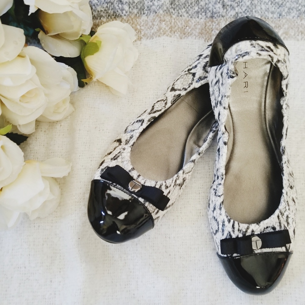 Tahari Snakeskin Gibson Flats